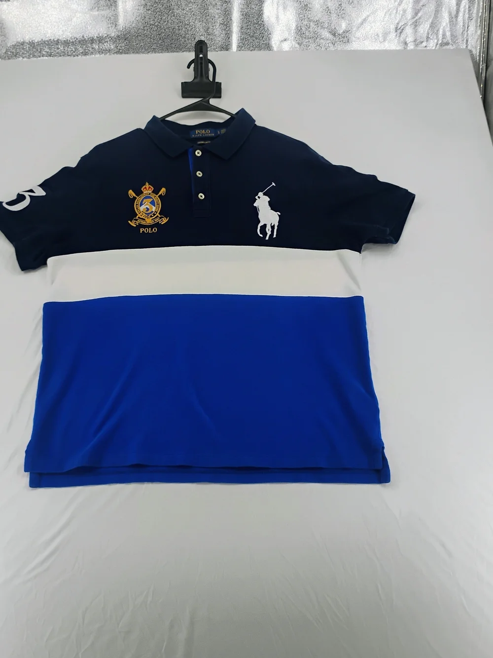 Polo by Ralph Lauren Boys' Navy/White/Royal Blue Colorblock Polo - Picture 1 of 5
